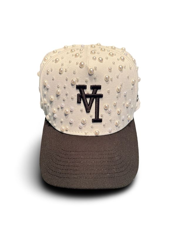 Custom Ivory & Black LA Pearl Hat