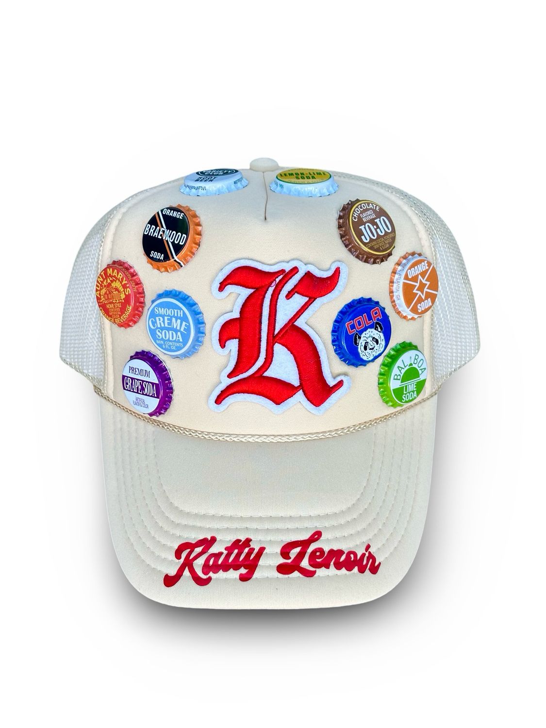 Ivory Vintage “K” Bottle Cap Trucker Hat