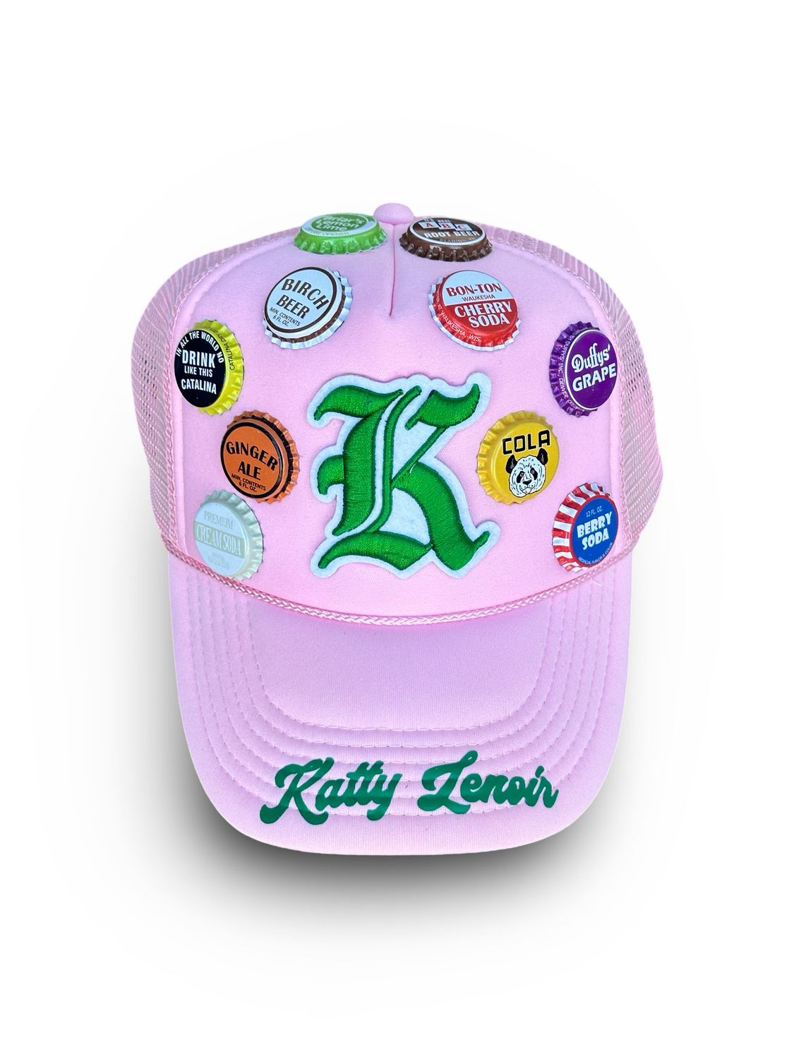 Pink Vintage “K” Bottle Cap Trucker Hat