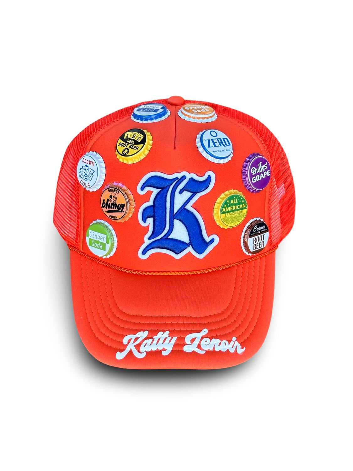Orange Vintage “K” Bottle Cap Trucker Hat