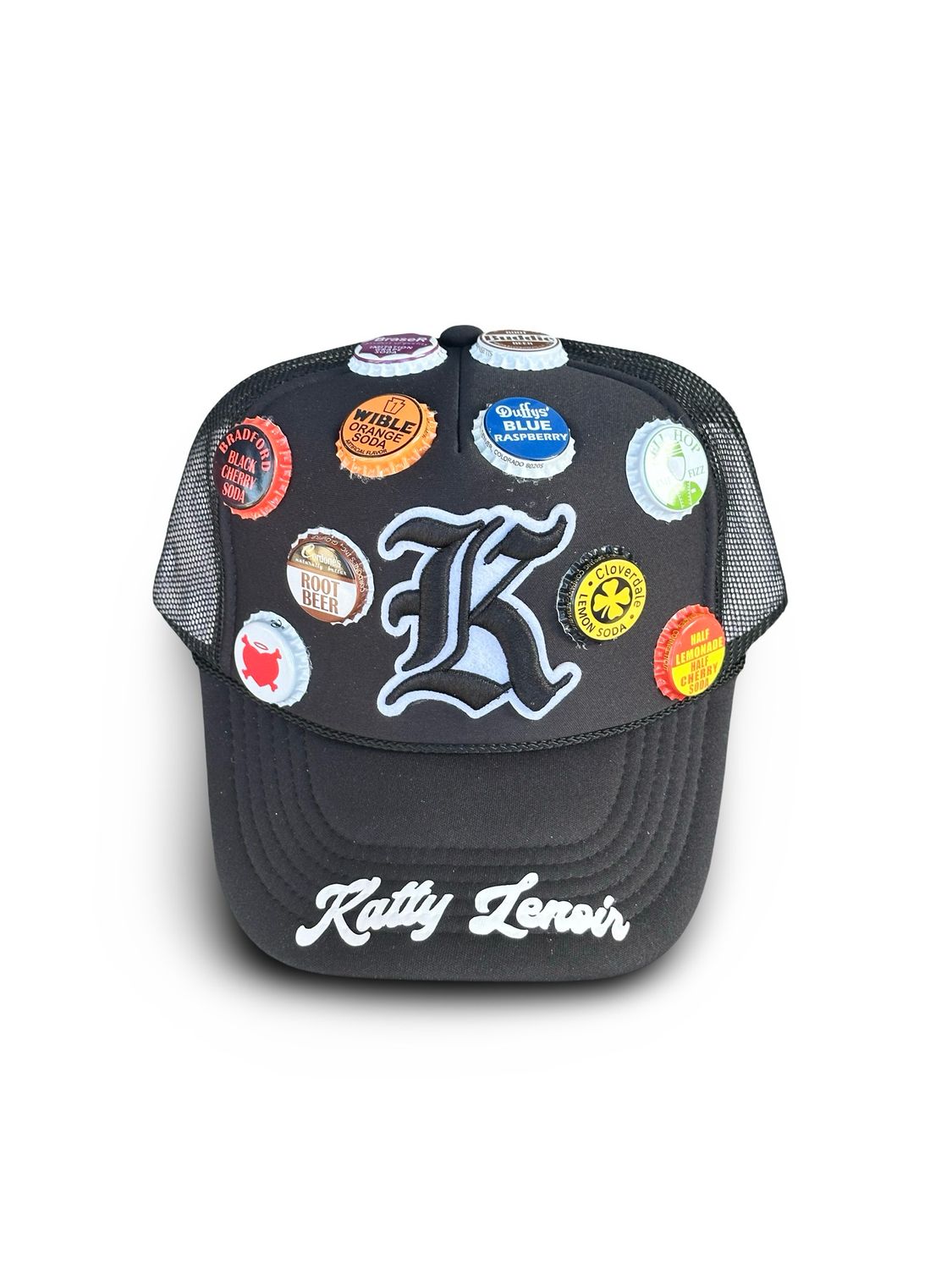 Black Vintage “K” Bottle Cap Trucker Hat