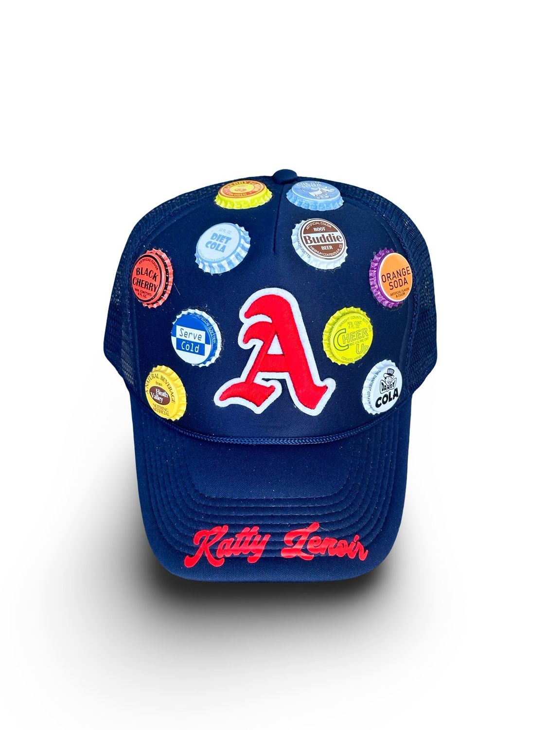 Navy Blue Vintage “K” Bottle Cap Trucker Hat