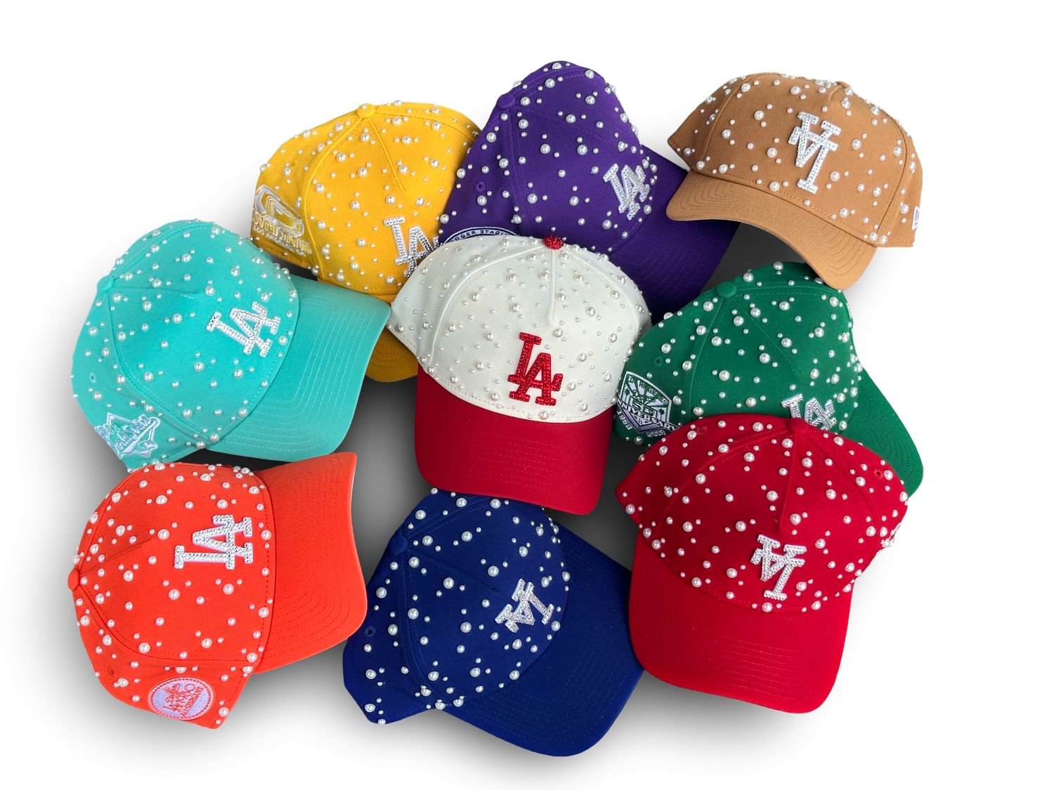 Custom LA & NY Pearl Hats w/ Diamond logo