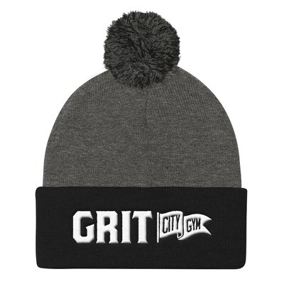 GRIT 3D Logo Fuzzy Ball Knit Cap