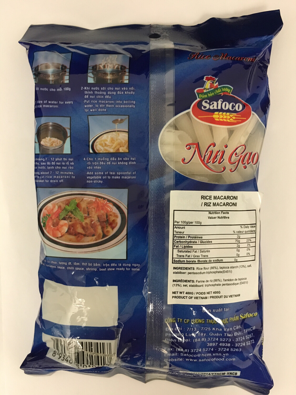 SAFOCO RICE MACARONI 12X400G