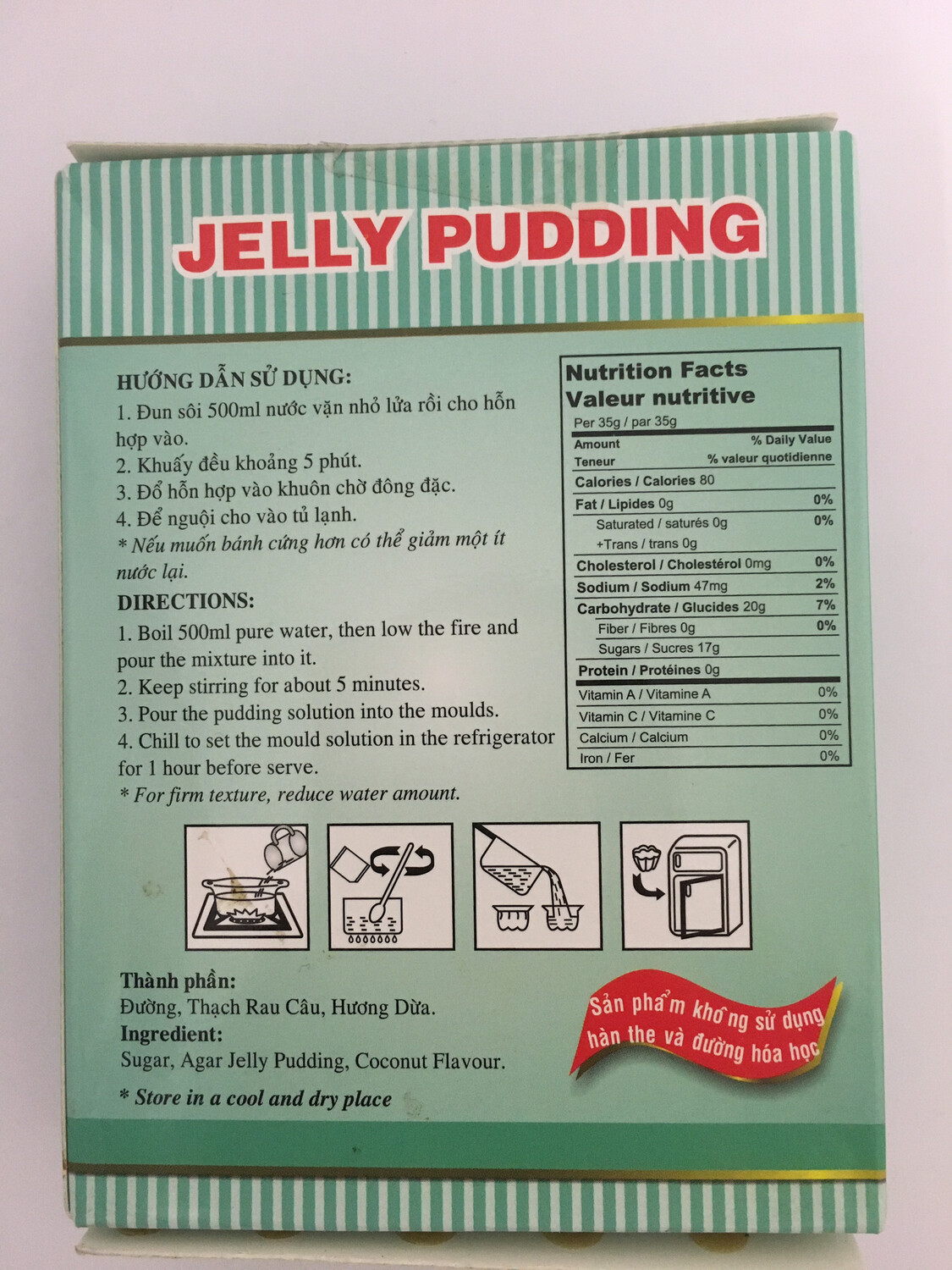 PHOENIX JELLY PUDDING COCONUT FLAVOUR 30BOXES X 140G