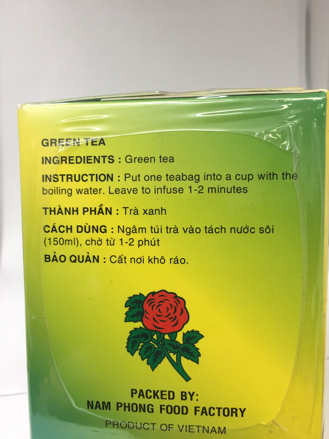 GREEN TEA BAG 24BOXES X 25BAGS X 2G