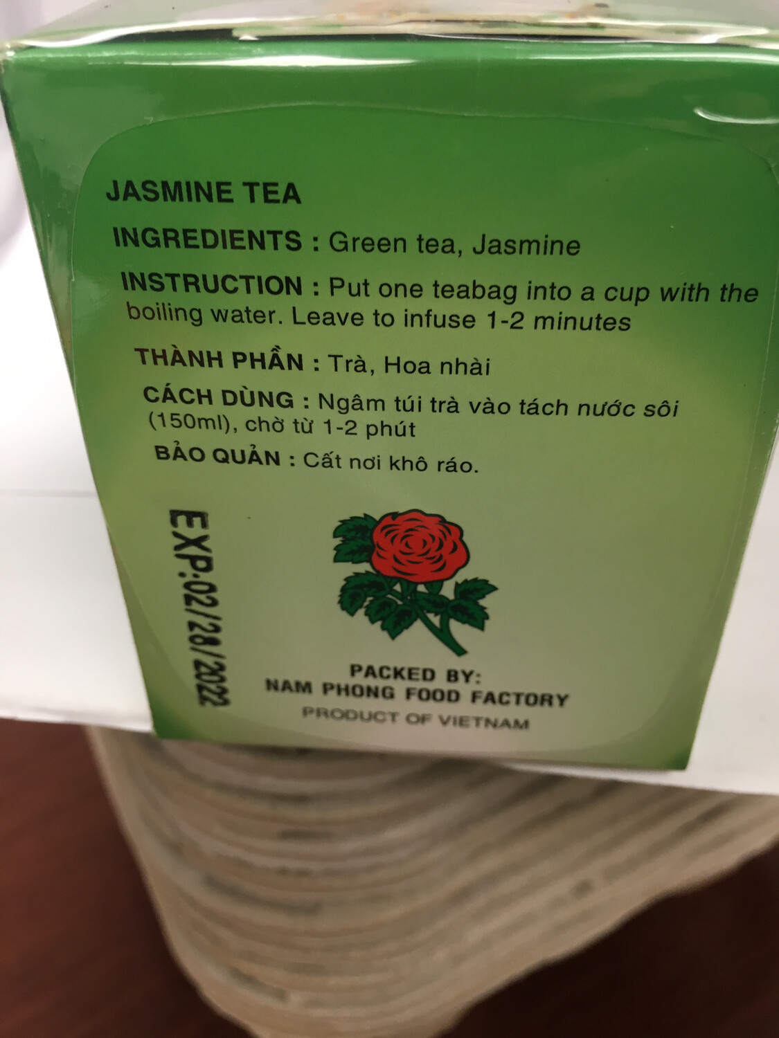 JASMINE TEA BAG 24BOXES X 25BAGS X 2G