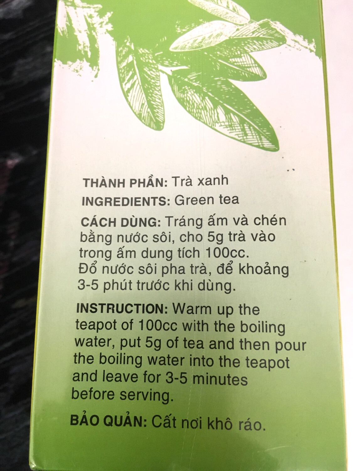 CHE DUONG HOA GREEN TEA 18BOX X 250G