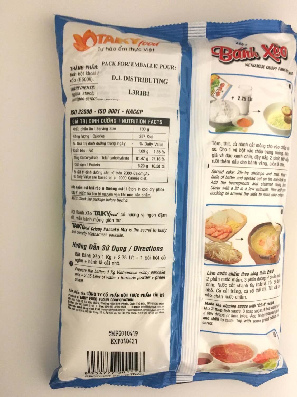 TAI KY FLOUR FOR RICE PANCAKE (BANH KHOT) 10X1KG