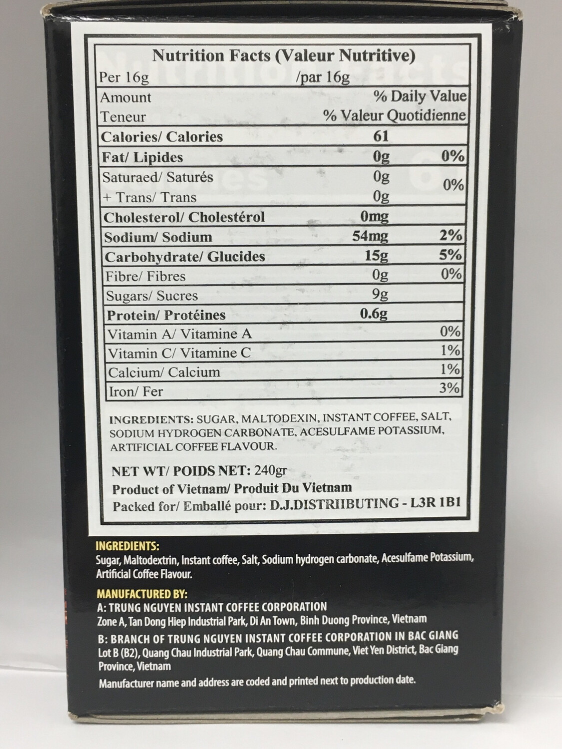 G7 2 IN 1 COFFEE &amp; SUGAR 24X240G