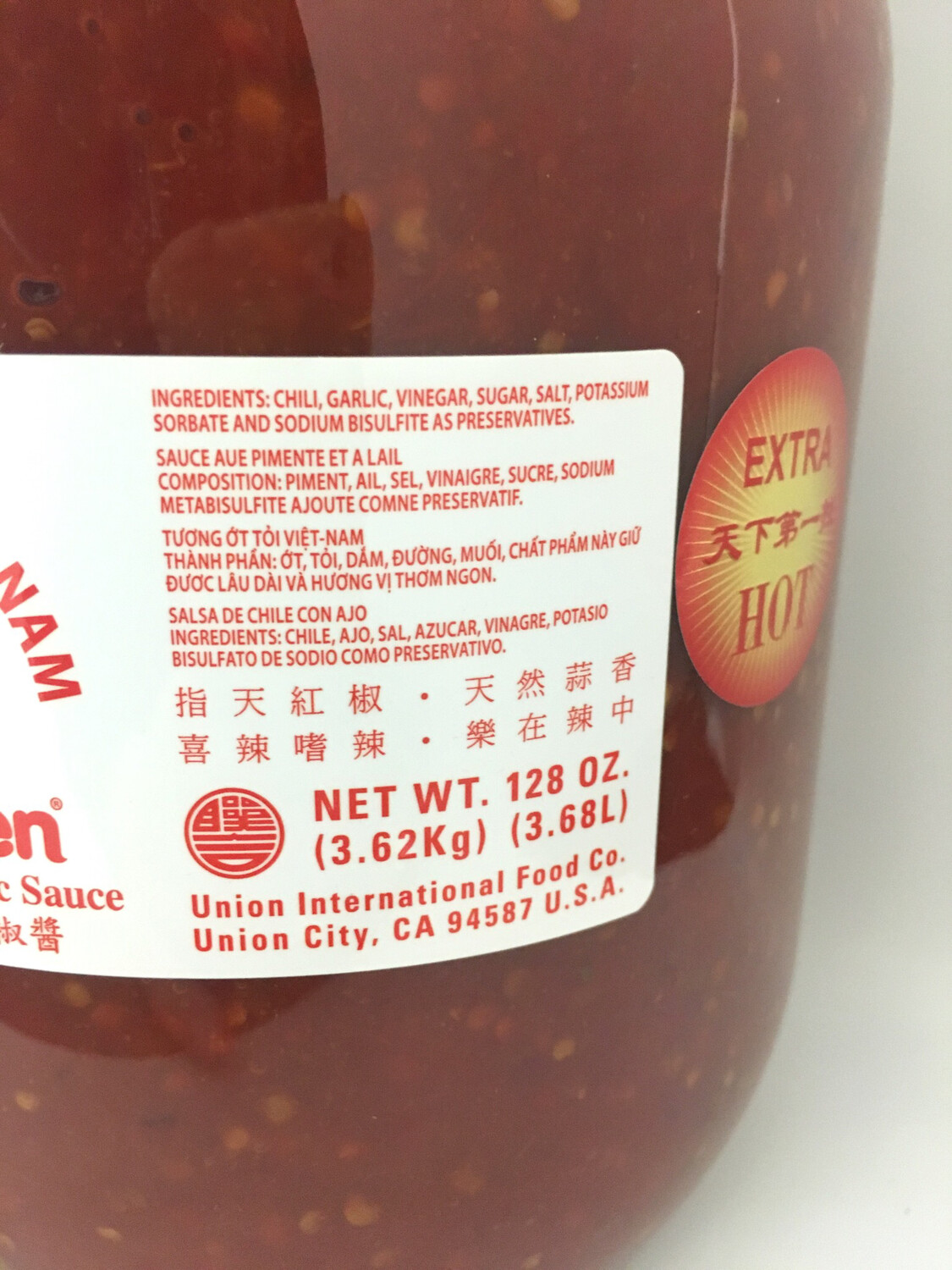 LIAN HOW EXTRA XHOT CHILI GARLIC SAUCE 4X128OZ