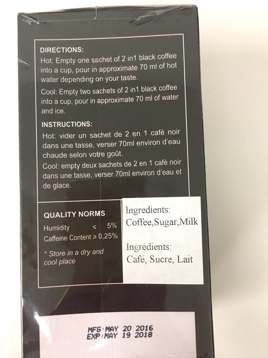 LUCKY 7 2 IN 1 INSTANT BLACK COFFEE 24 X 288G