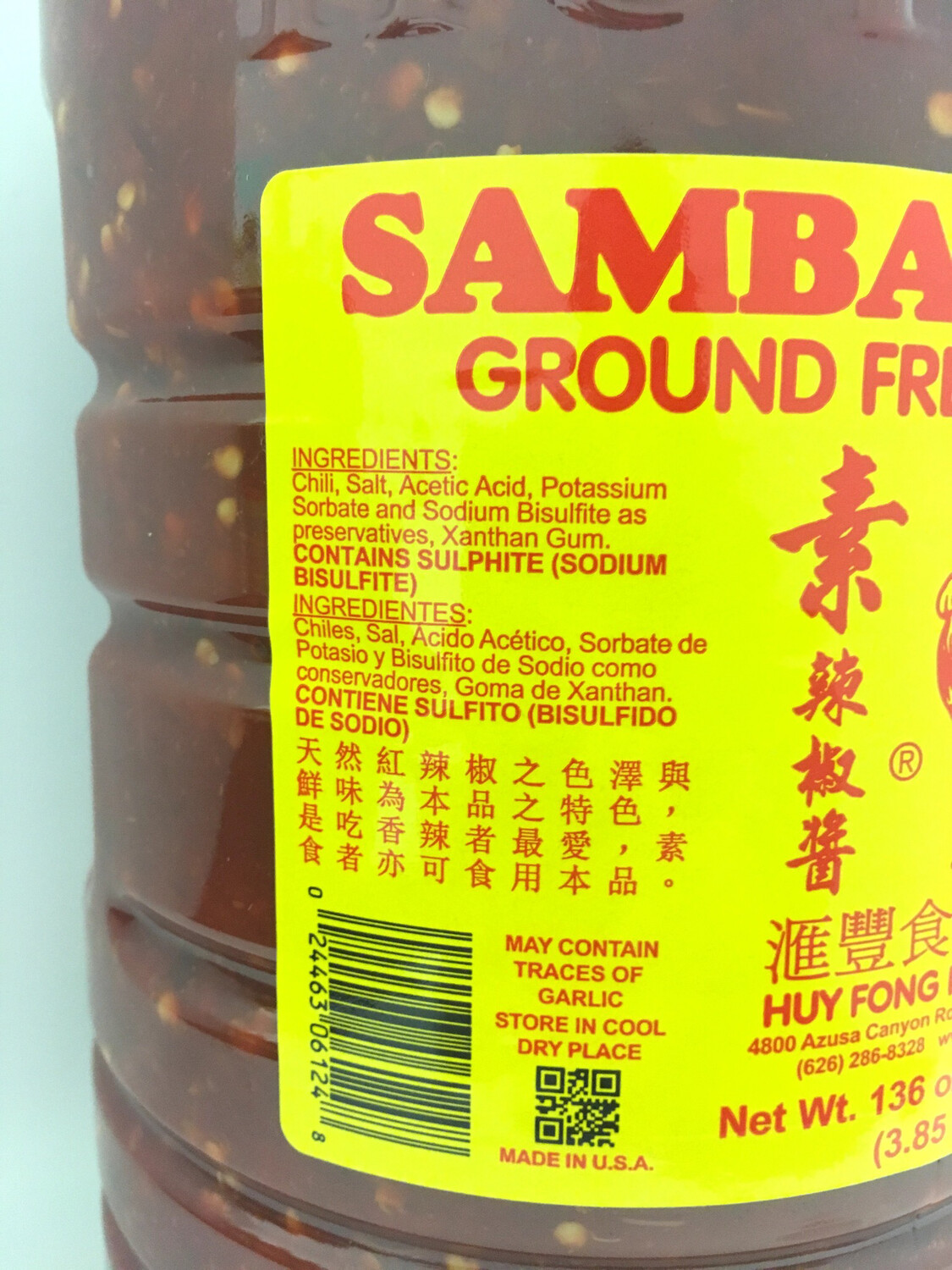 HUYFONG SAMBAL OELEK GROUND FRESH CHILI PASTE 3X1GAL