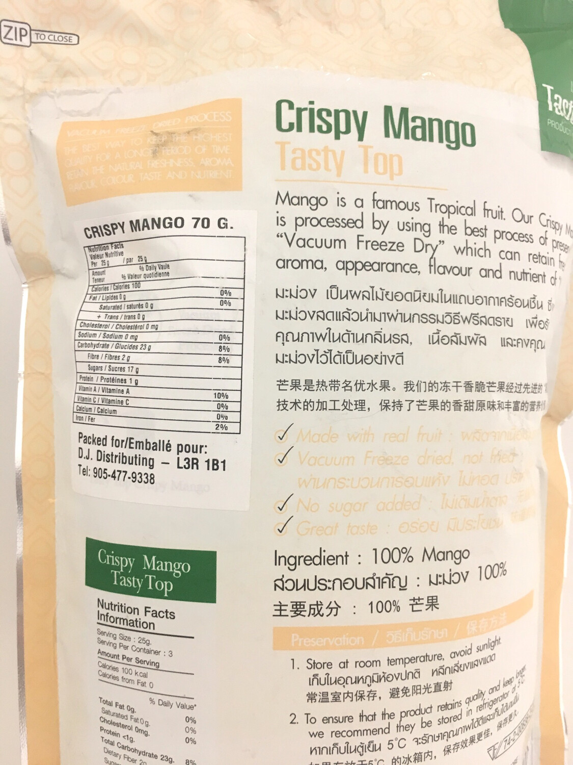 TASTY TOP CRISPY MANGO 36X70G