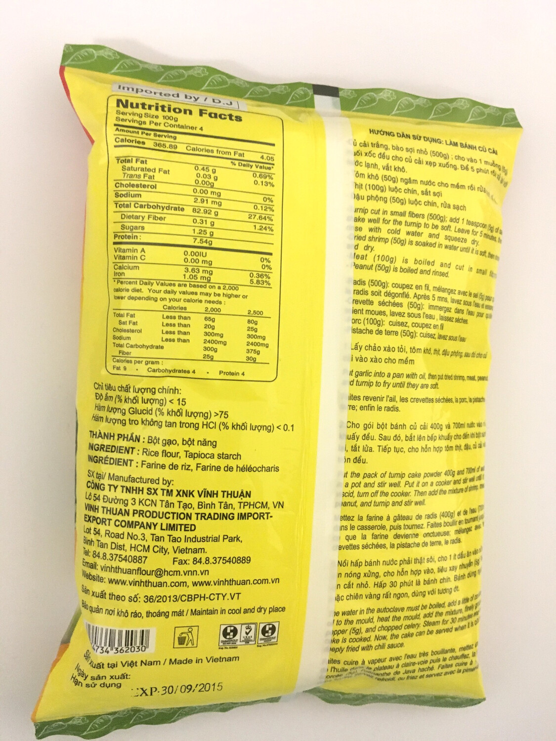 VINH THUAN RADISH CAKE FLOUR 20X400G