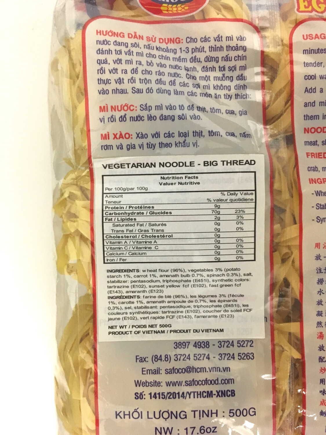 SAFOCO EGG NOODLE - BIG THREAD 20X500G