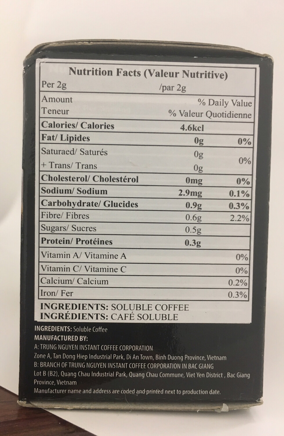 TRUNG NGUYEN INSTANT PURE BLACK COFFEE 24X30G