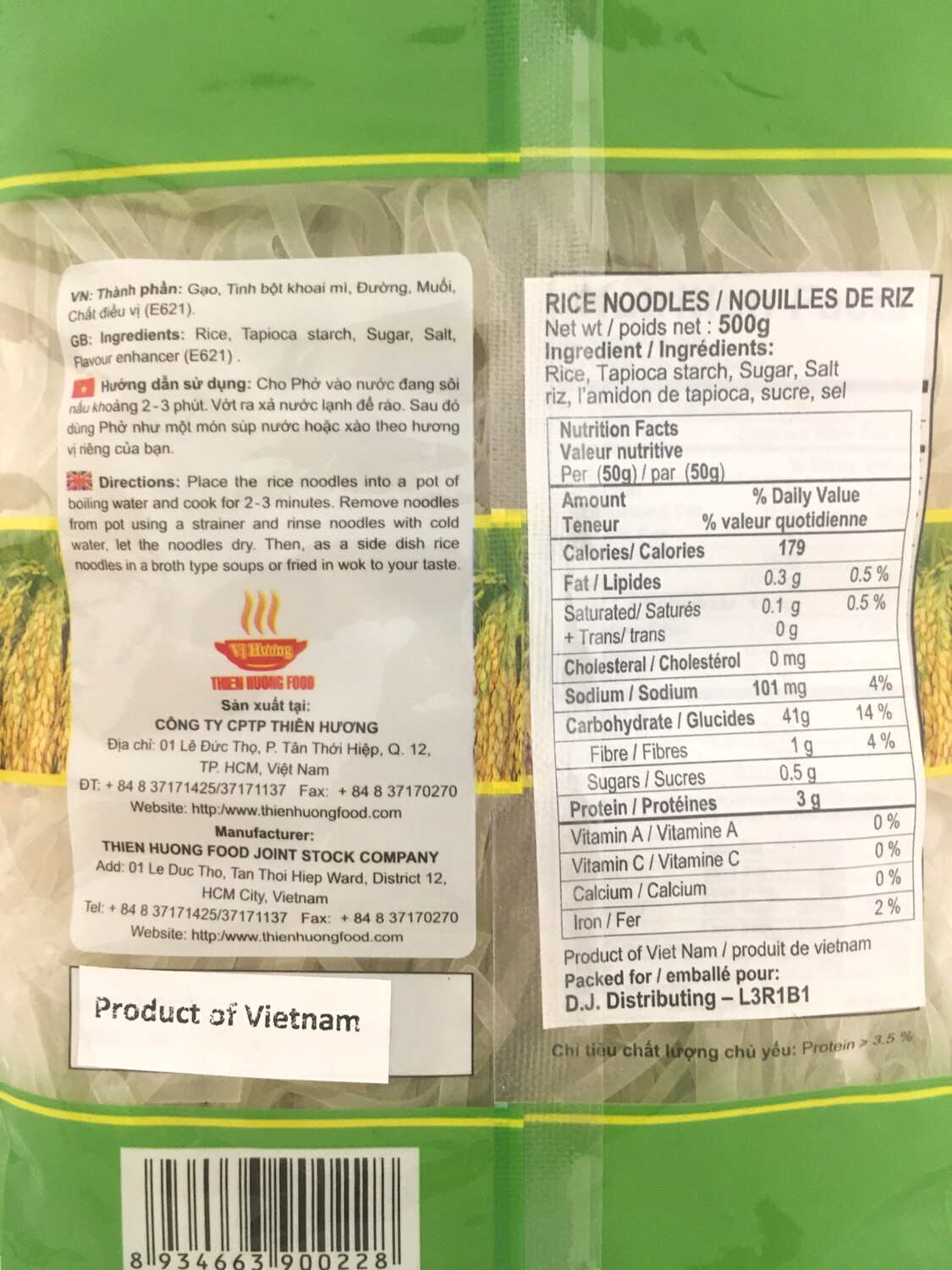 VI HUONG RICE NOODLES 16X500G