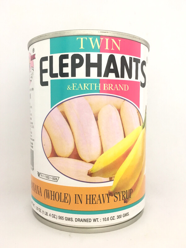 TWIN ELEPHANTS BANANA (WHOLE) IN HEAVY SYRUP  24X565G