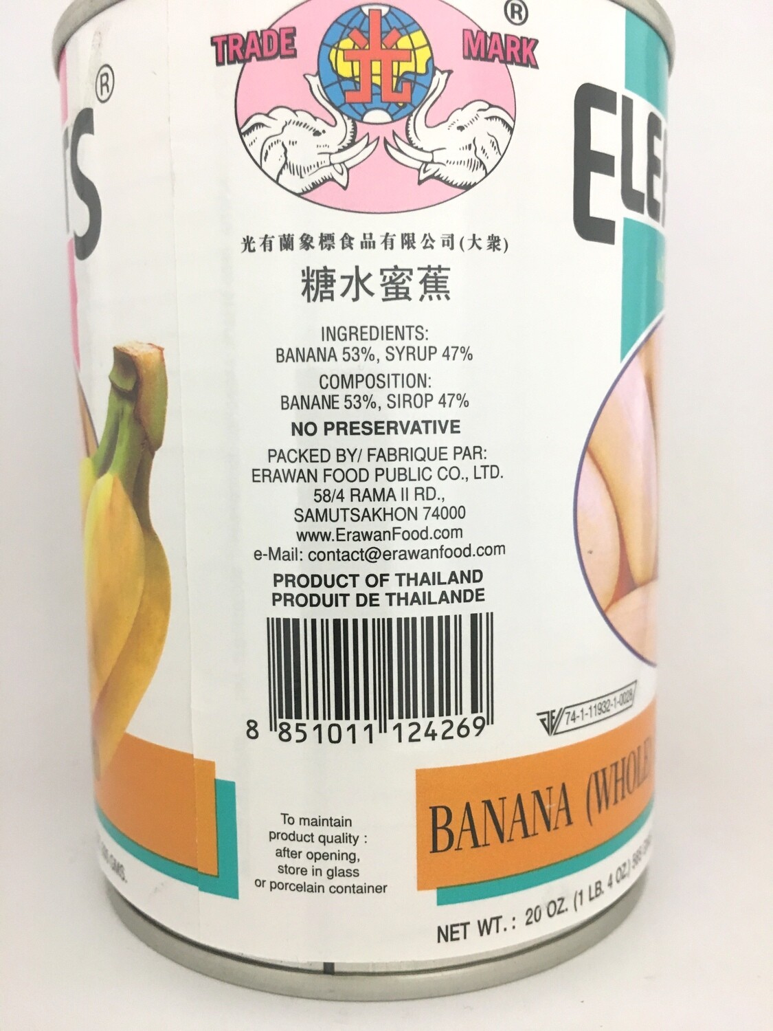 TWIN ELEPHANTS BANANA IN SYRUP 24X565G