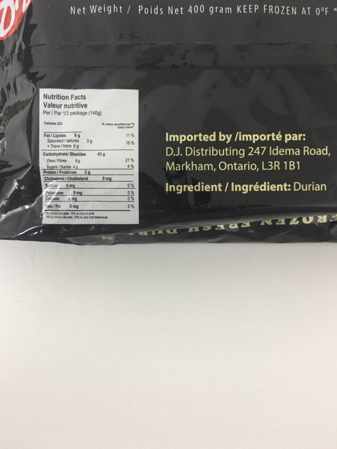 DJ FROZEN DURIAN (SEEDLESS) 24X400G