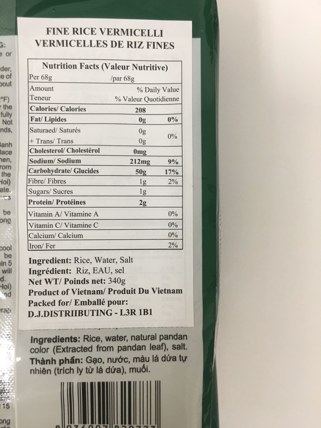 3 CAYTRE
TUFOCO FINE RICE VERMICELLI NATURAL PANDAN COLOR 40X340G
