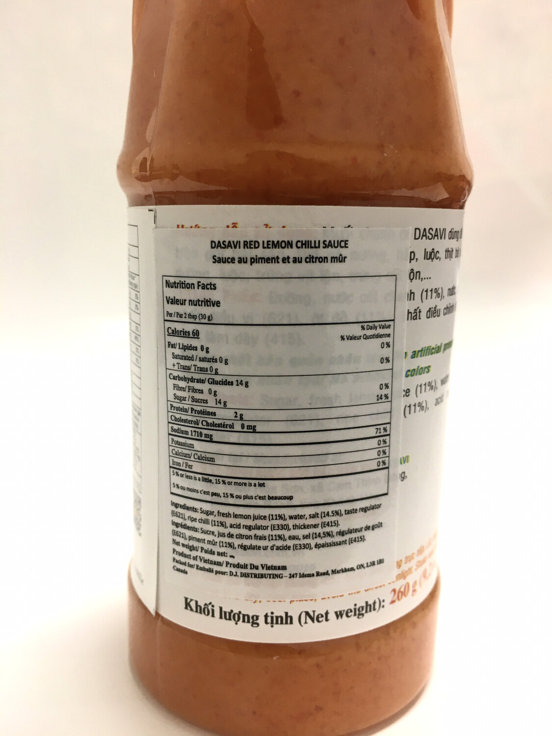 DASAVO RED LEMON CHILI SAUCE 24X260G