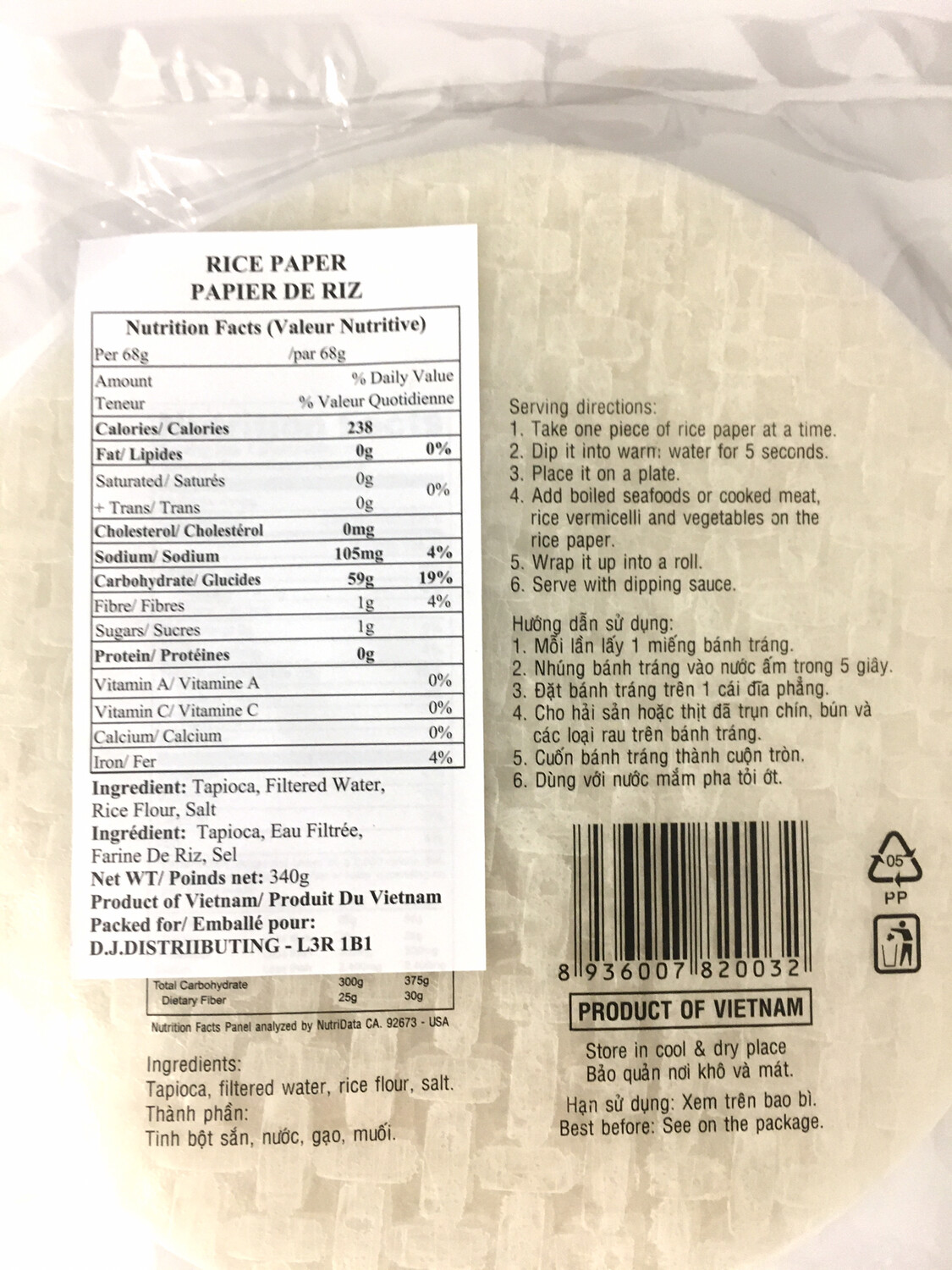 3CAYTRE RICE PAPER ROUND 16CM 44X340G