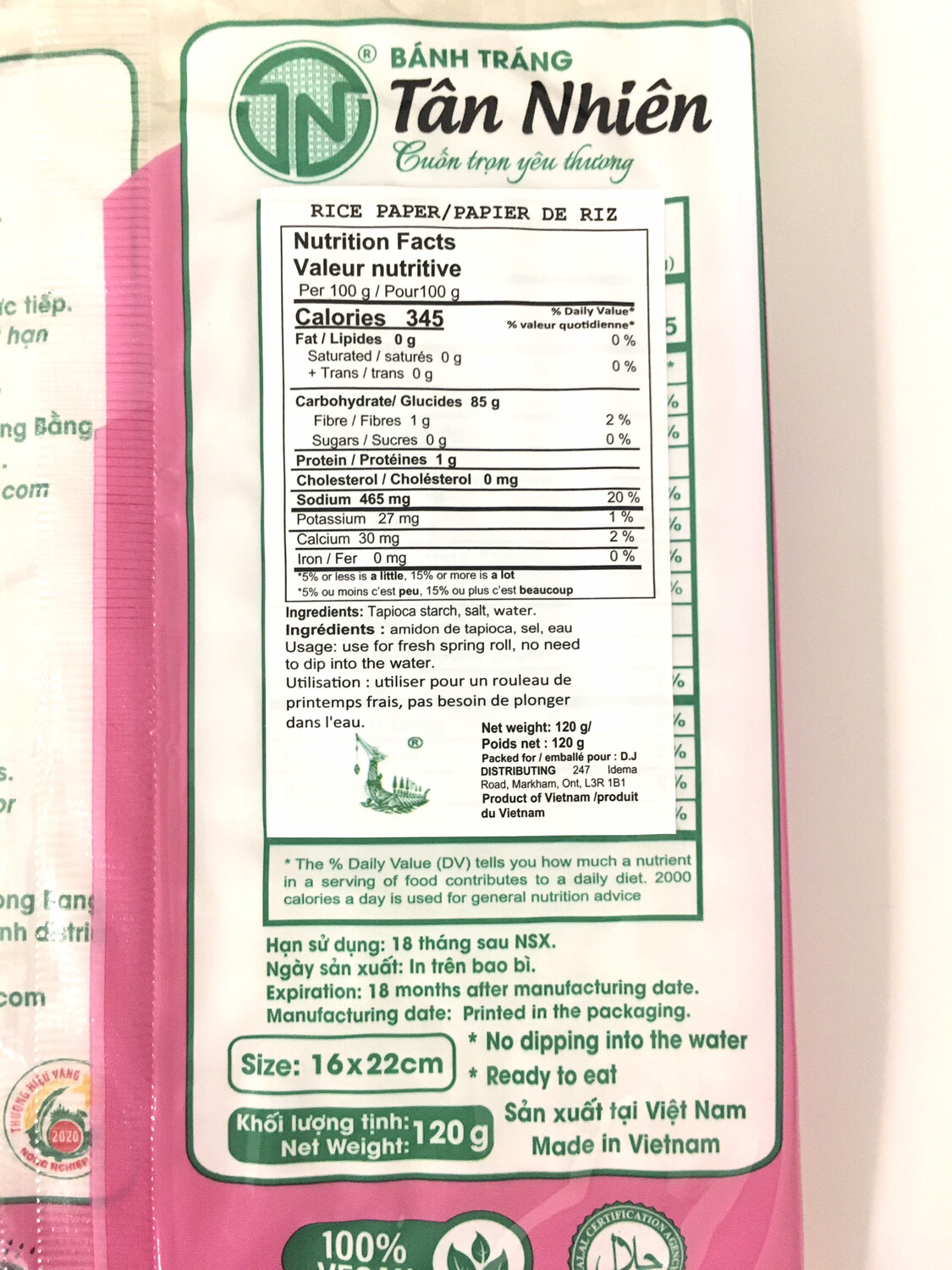 TAN NHIEN RICE PAPER 80X120G