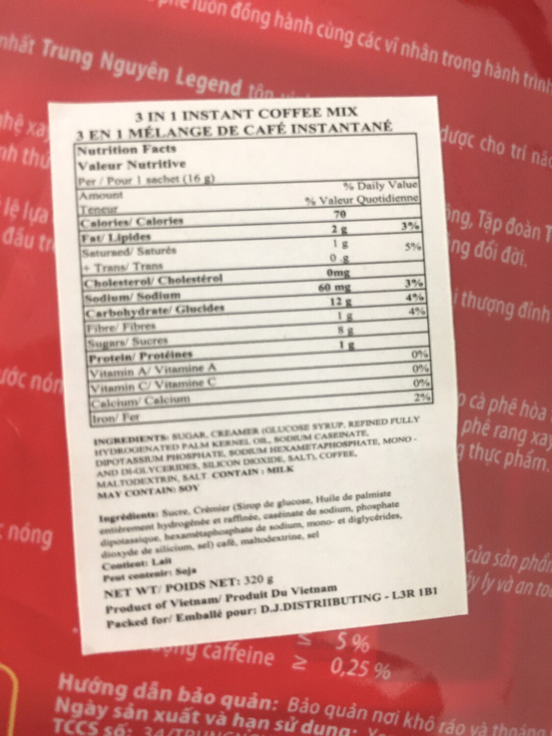 G7 3IN1 COFFEE 20BAGS 24X320G