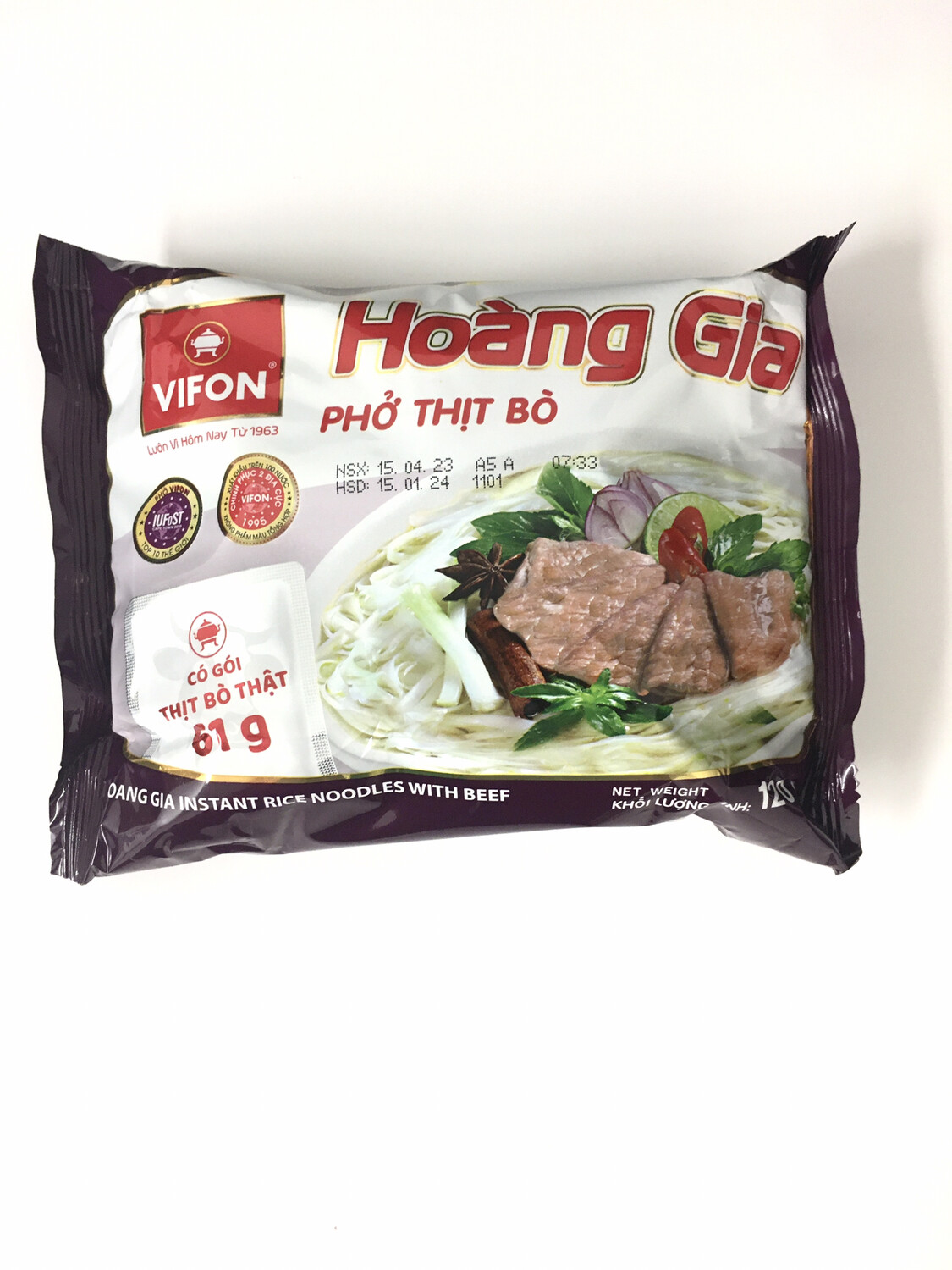 VIFON HOANG GIA INSTANT RICE NOODLES WITH BEEF PHO THIT BO 18X120G