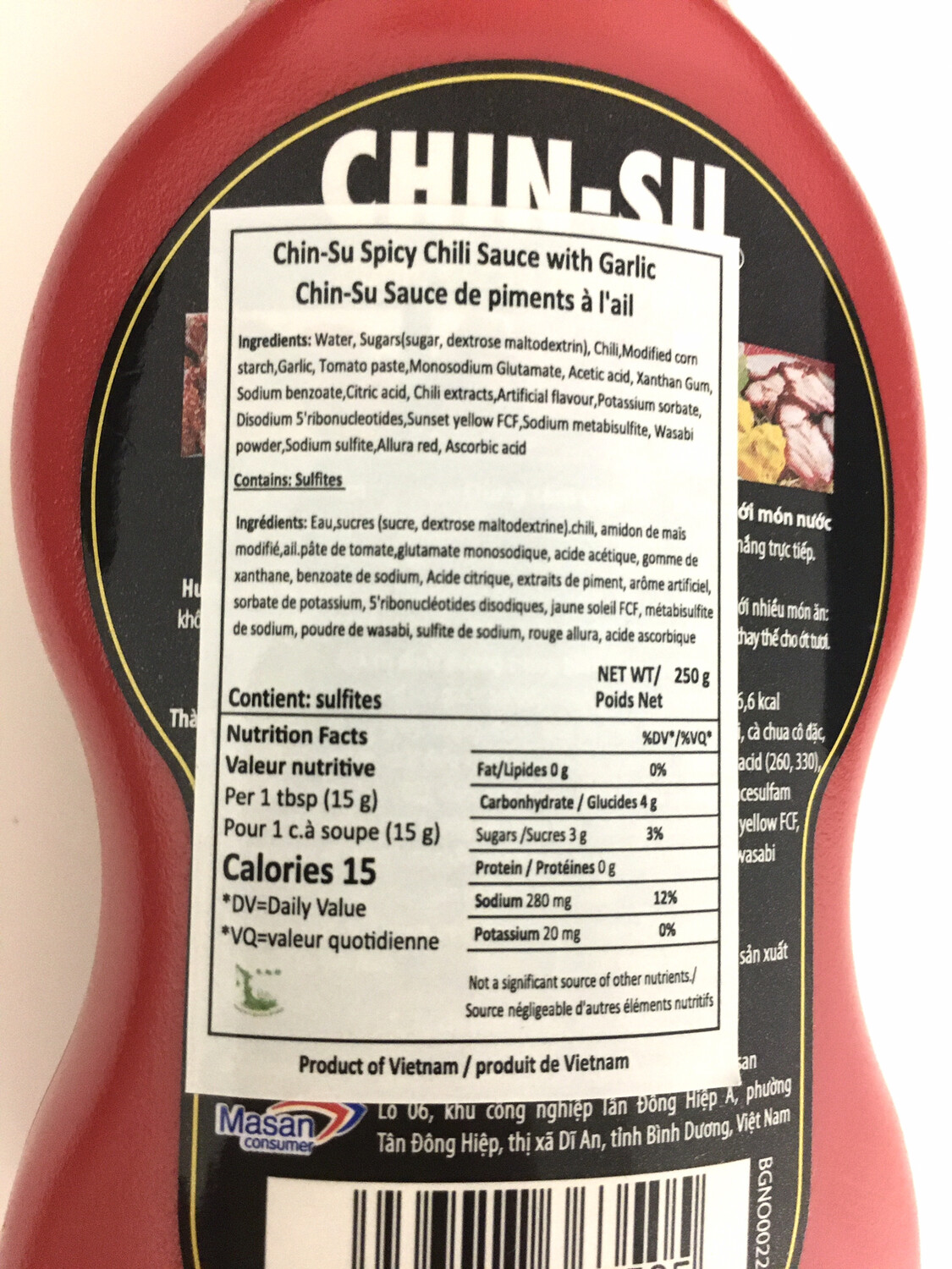 CHIN-SU SRIRACHA CHILI SAUCE 24X250G