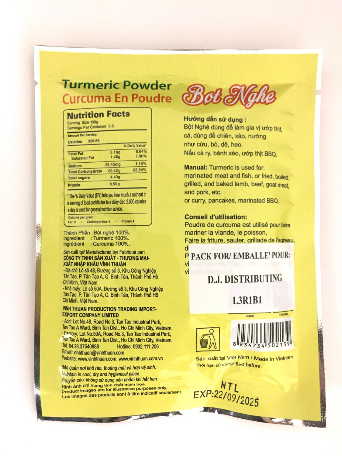VINH THUAN TURMERIC POWDER 60X50G