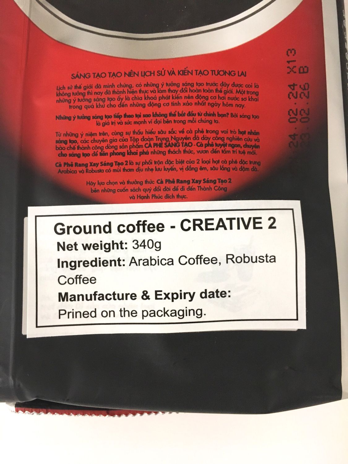 TRUNG NGUYEN CREATIVE COFFEE 2 30X340G