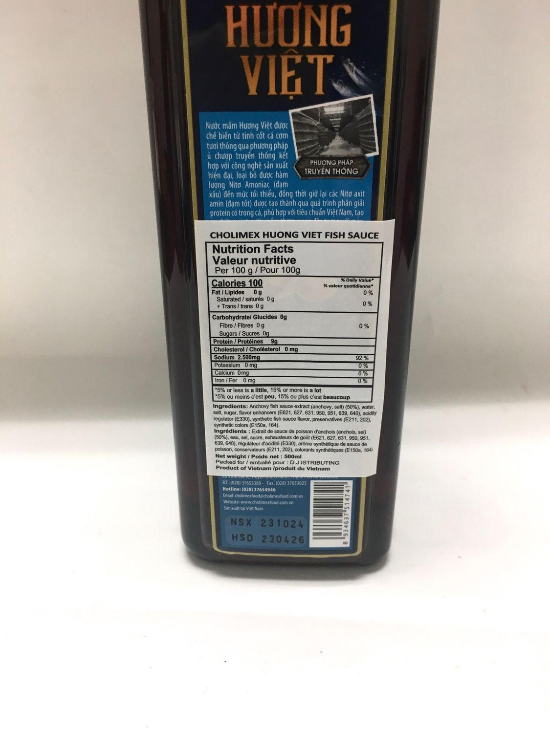 CHOLIMEX HUONG VIET FISH SAUCE 24X500ML