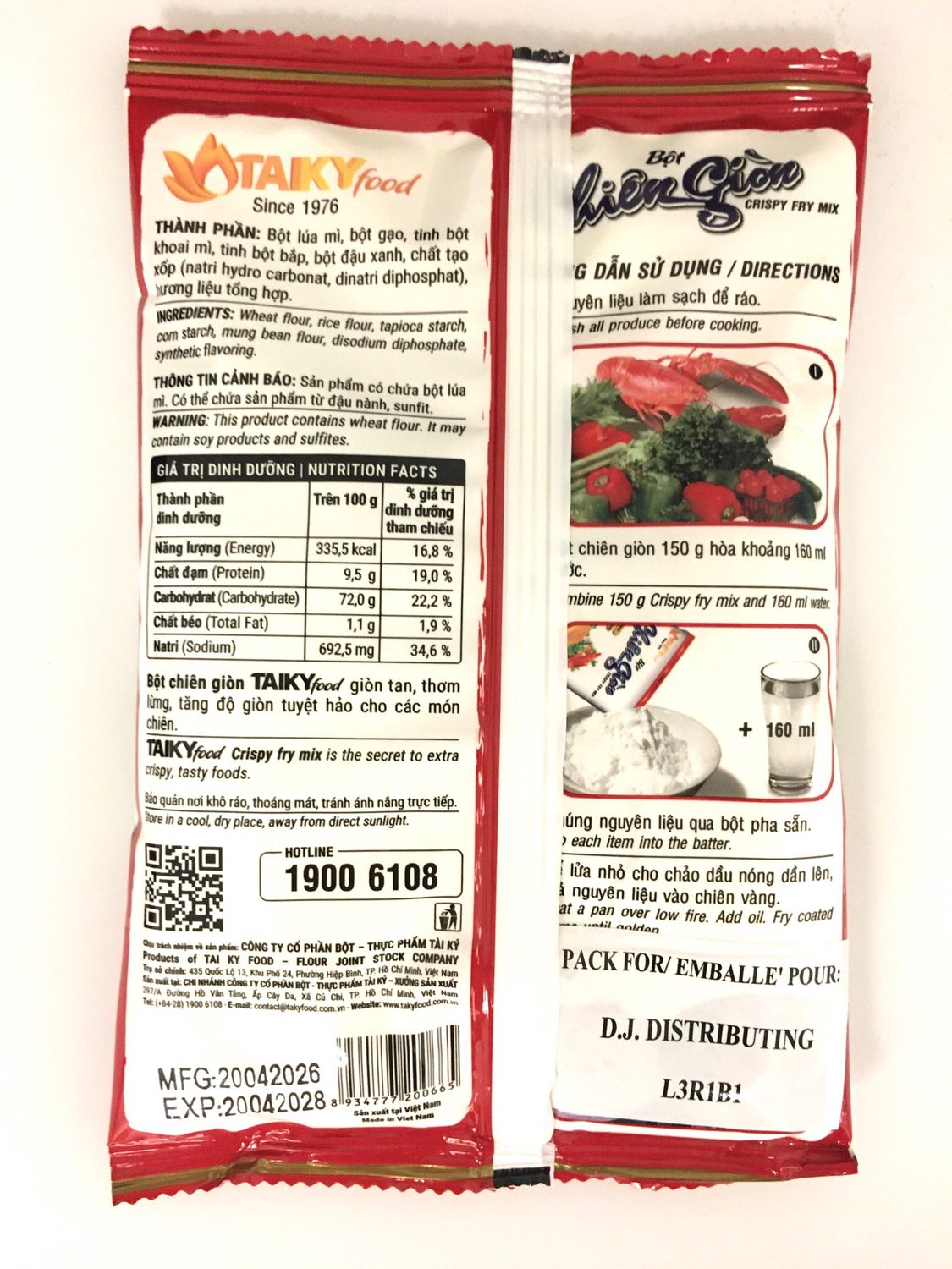 TAI KY CRISPY FRY MIX BOT CHIEN GION 60X150G