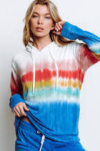 PJ salvage Blue Tie Dye Rainbow Colorful Sunset Hoodie  Short Set Size L   1 left