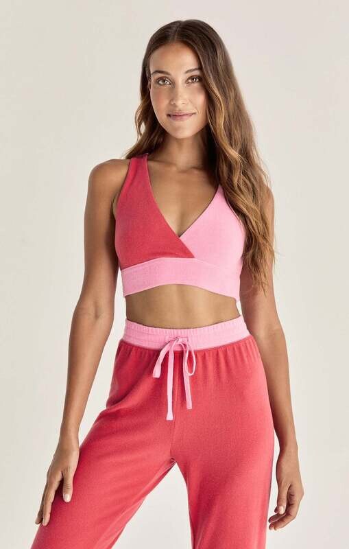 ZSupply Color Block Hot Pink Tank Bra Size XL