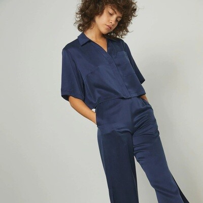 Washable 100% Silk High Rise Pant Set- NAVY   NEW COLOR FOR US