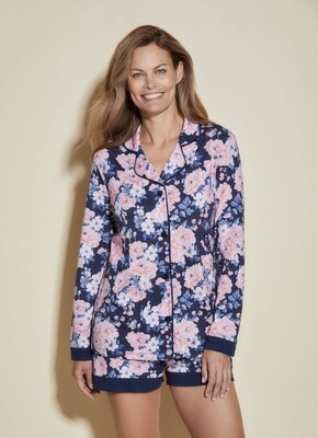 Cosabella Navy Floral Pajama PJ Short Set Pima Cotton