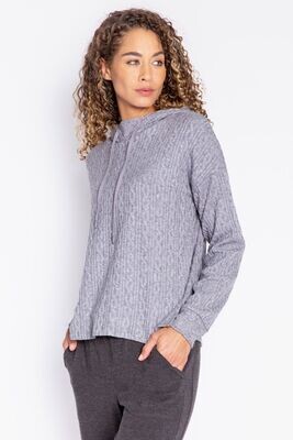 PJ Salvage Tramway Cable Knit Grey Comfy Hoodie