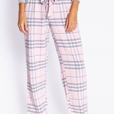 PJ Salvage Pink Plaid Soft Cotton Twill Pajama PJ Pant Size XS, L