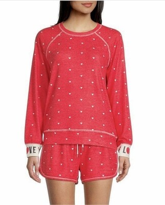 PJ Salvage Cozy in Love Red Long Sleeve Super Soft Shirt