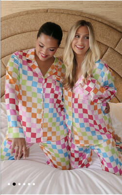 Bright Checkers Silky Pajama Set