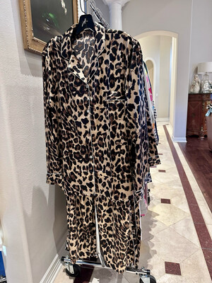 Silky Brown Leopard Button Down Pajama Set