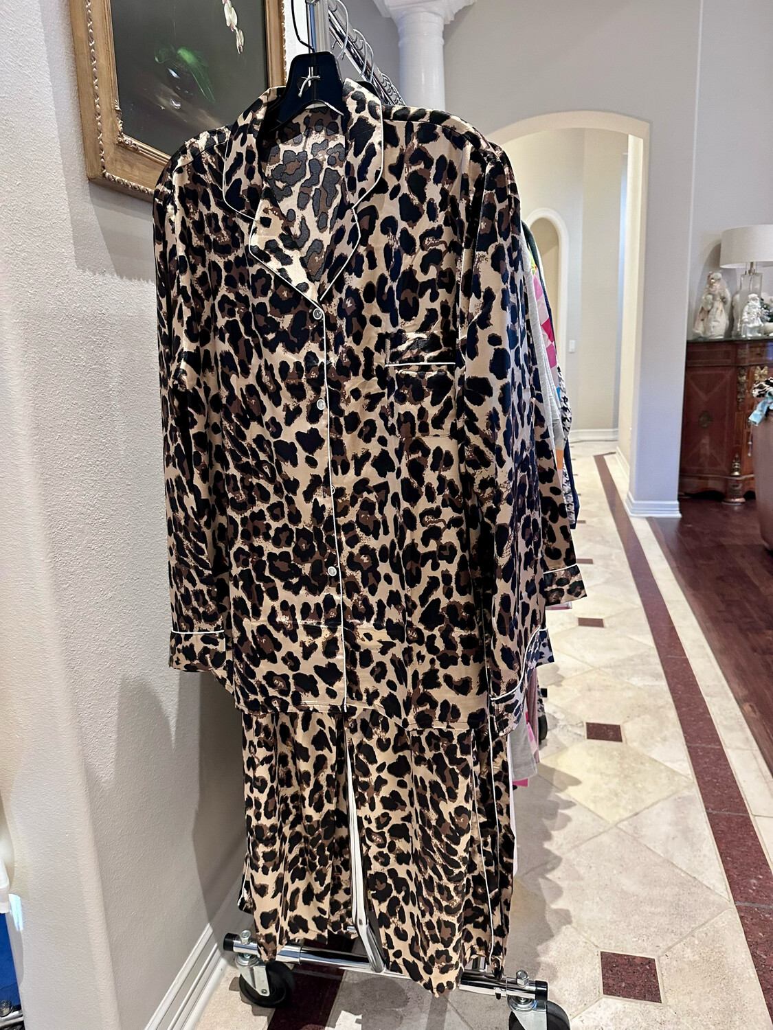Silky Brown Leopard Button Down Pajama Set