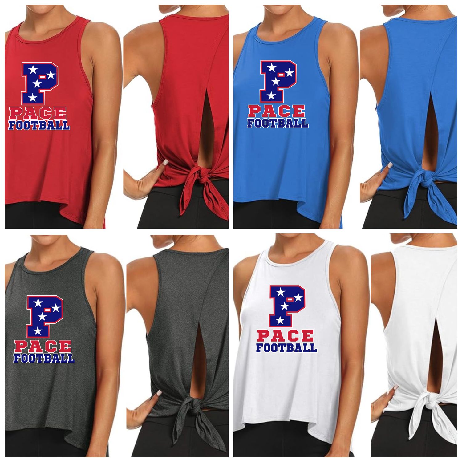 Pace Football Yoga Tie Back Tanks