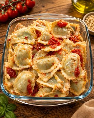 Tortelloni di Magro con Pomodorini e Basilico