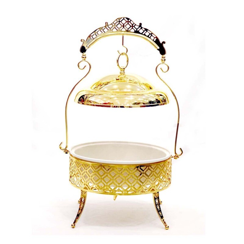 Food Warmer With Stand Gold 38 centimeter
